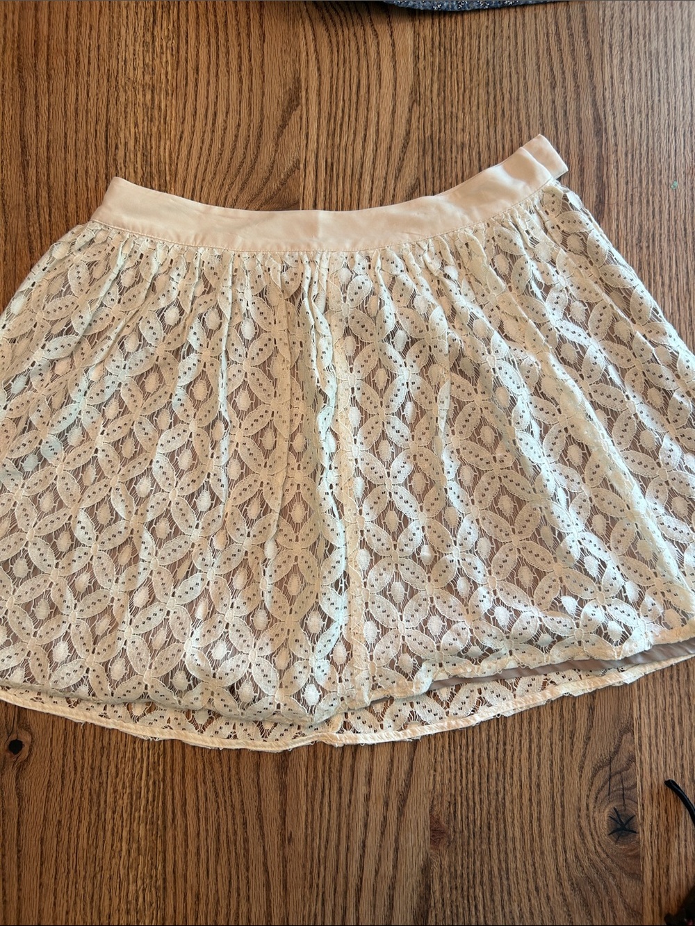 Garnet Hill Cream Lace Circle Skirt